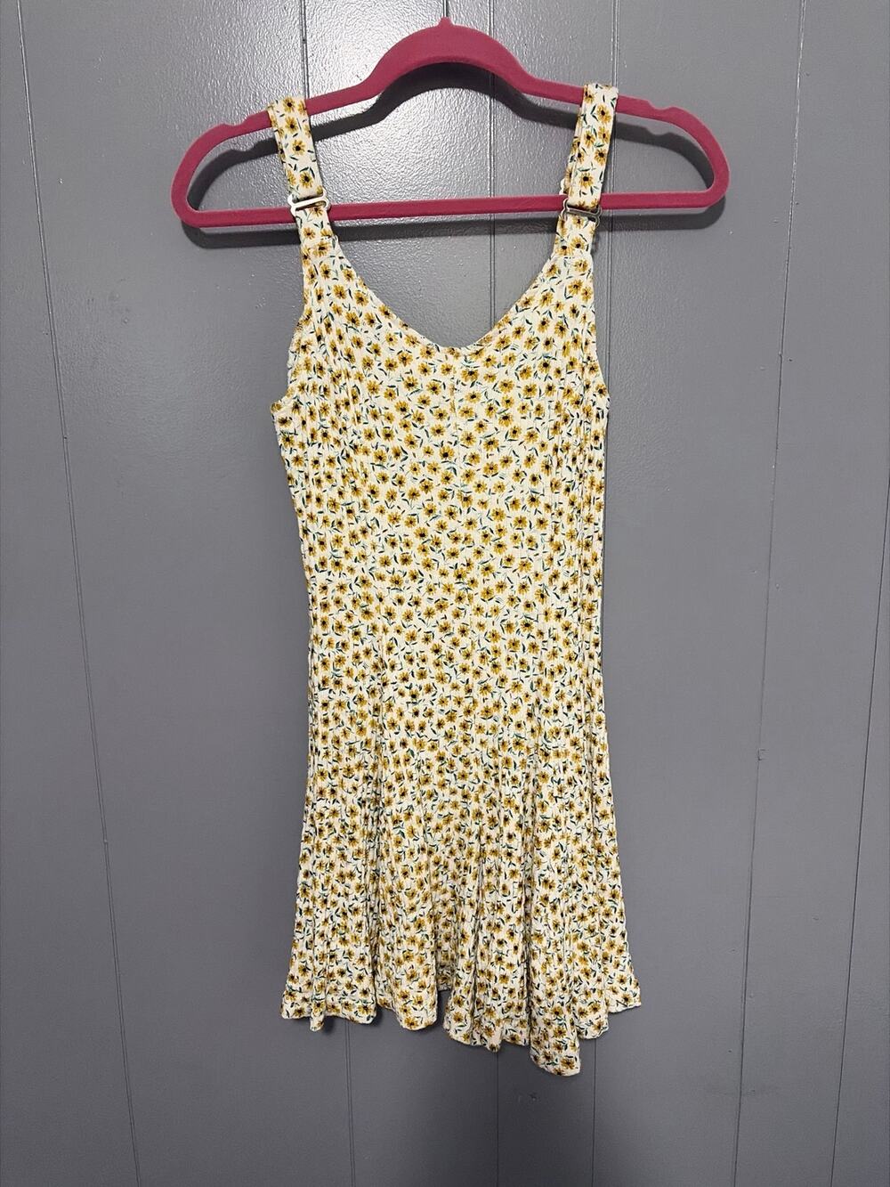 Vintage Next Left White Yellow Ditzy Floral Ribbed Knit Y2K 90s Romper M